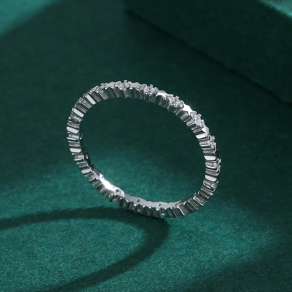 Classic Star Ring for Women Charming Crystal Zircon Genuine S925 Sterling Silver Princess Romantic Wedding Jewelry