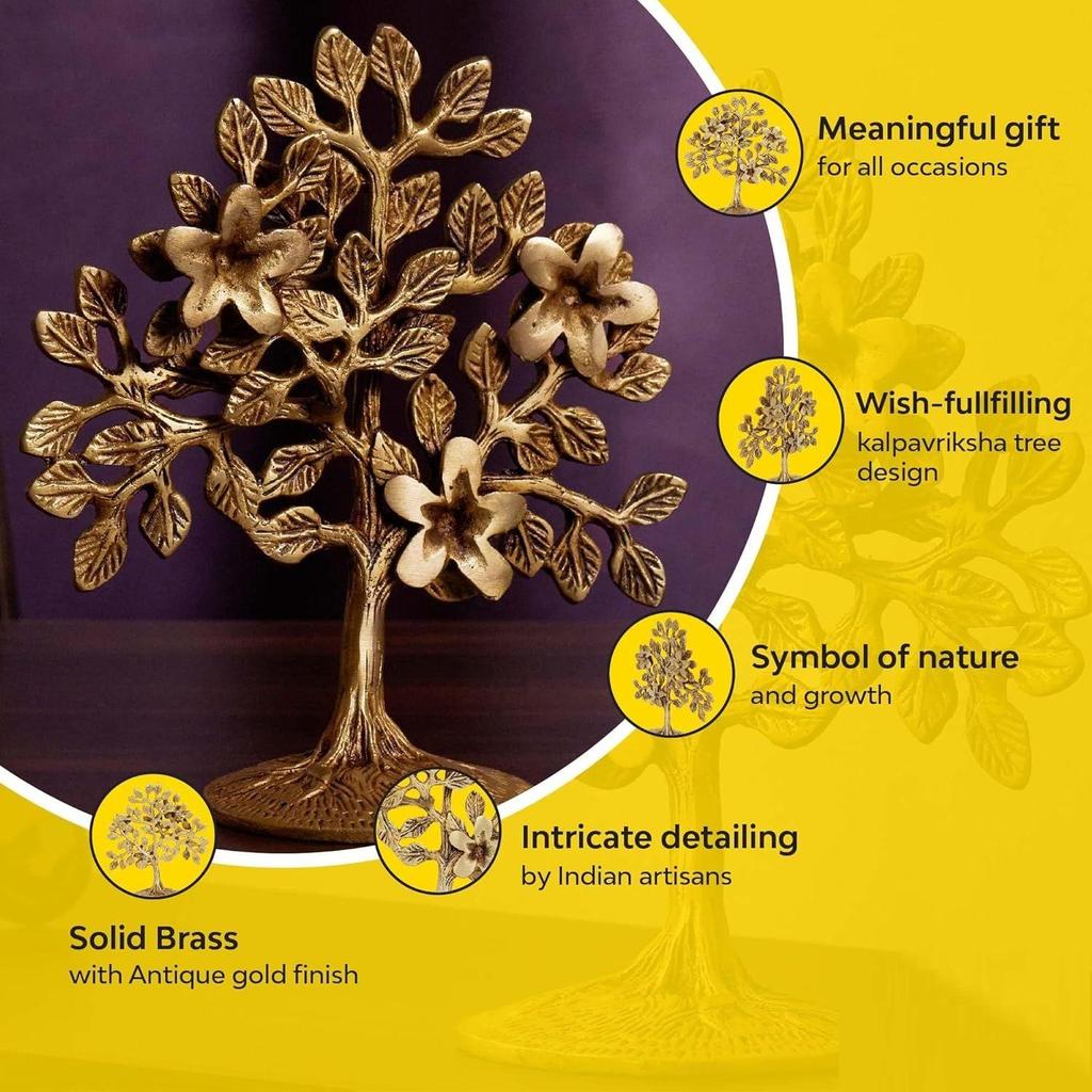 Showpiece (7.5 Inches) Trees of Life - Home Decor - Gift for Good Luck Vastu and Fengshui - Best In Living Room Table Decoration with Antique Polish