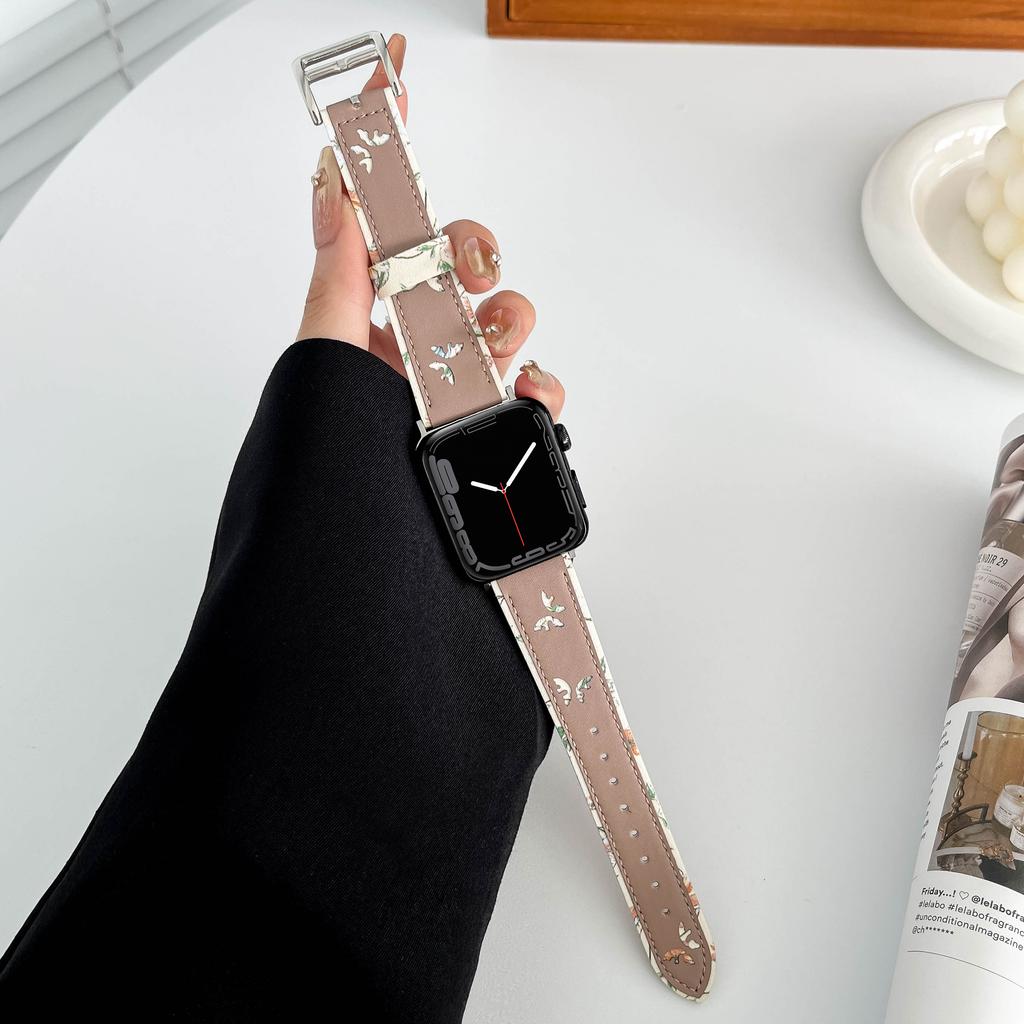Кожаный ремешок для Apple Watch band 45мм 41мм 44мм 40мм 49мм 42мм Браслет-ремешок в стиле 'бабочка' iWatch Ultra 9 8 SE 7 6 5 4 3