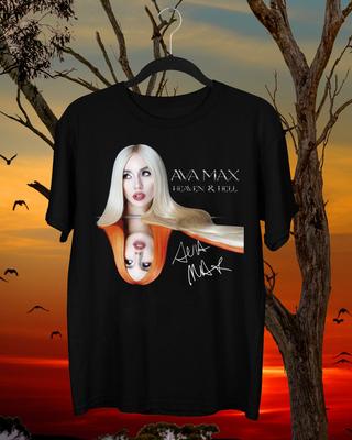 Ава Макс Фирменная футболка Heaven and Hell Подарок для фаната Черная Все размеры Унисекс