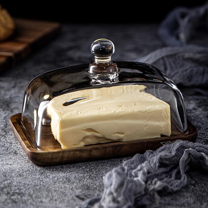 Деревянная масленка со стеклянной крышкой, коробка для хранения сыра для кухни, инструменты для выпечки, органайзер для закусок