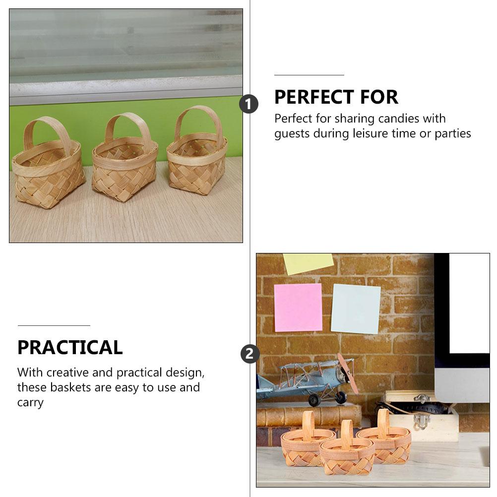 9 шт. плетеная корзина для пикника, упаковка конфет, корзины для хранения, плетеные вручную, мини-упаковка для щепы, деревянная ручная работа, настольный держатель для ребенка
