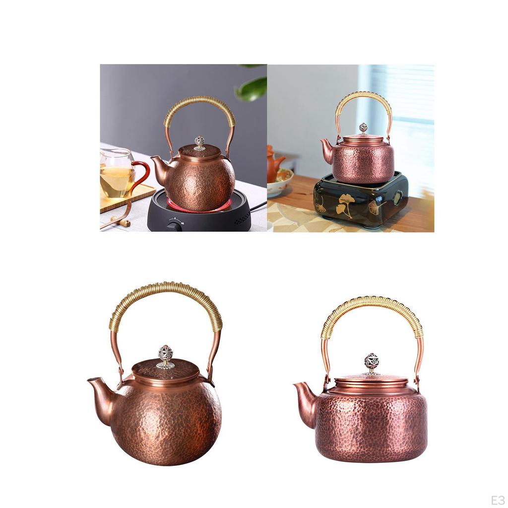 Кованый медный чайник для кофе ручной работы в стиле ретро, чайник для плиты, кунг-фу для пикника на кухне