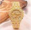 Reloj Hombre Ice Out Watches Luxury Business Yellow Gold Watches Men Full Rhinestone Quartz Wristwatches Male Clock