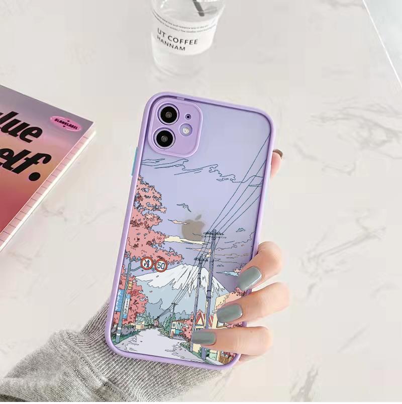 Японское аниме Расписной дом Пейзаж Чехол для телефона Для iPhone 16 15 Plus X XR XS Max 17 16 15 13 12 11 14 Pro Max Жесткий Матовый Чехол