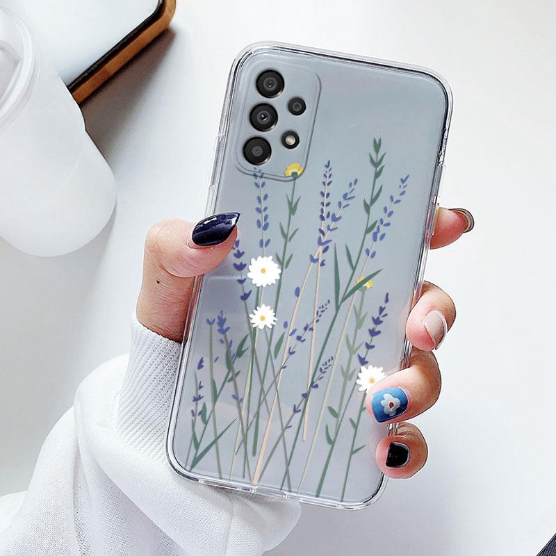 Чехол для телефона Samsung A53 5G A33 Цветочный силиконовый чехол для Samsung Galaxy A73 Fundas Coque Прозрачный мягкий Capas Цветочный ТПУ