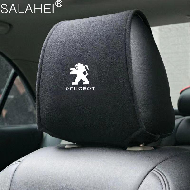 Car Headrest Cover Seat Head Pillow Neck Covers Accessory For Peugeot 408 4008 308 3008 Rifter 5008 508 2008 208 301 RCZ 108 608