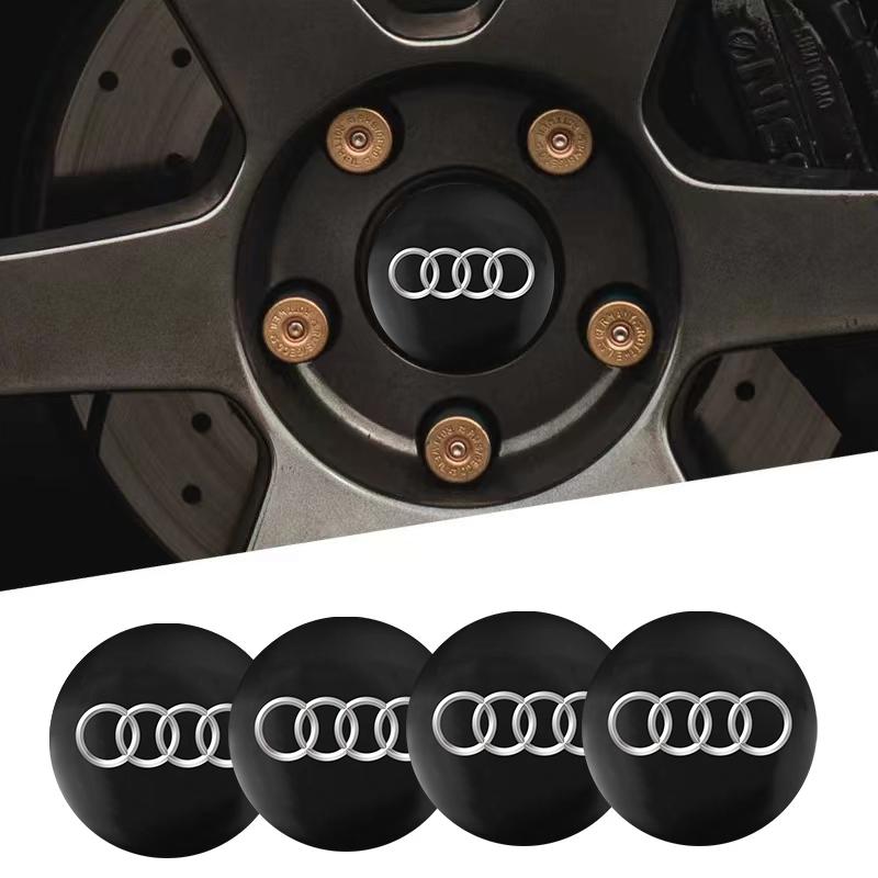 4Pcs Car Wheel Hub Center Cap Metal Emblem Stickers For Audi Quattro Sline A3 A4 A6 A5 Q5 A1 Q7 Q3 Q2 Q8 A7 A8 TT S1 SQ5 RSQ3