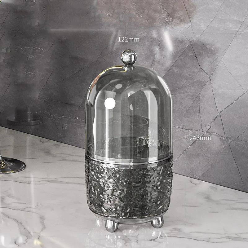 Акриловый вращающийся на 360 градусов держатель кистей для макияжа с крышкой, прозрачный органайзер для кистей для макияжа для туалетного столика, ящик для хранения косметики, столешница для ванны