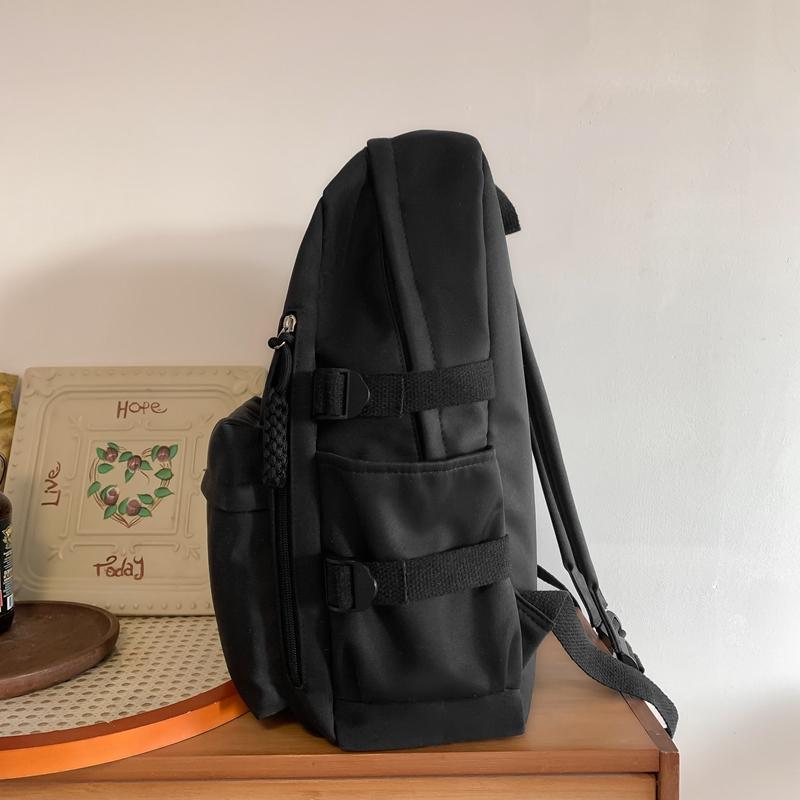 Girls Solid Color Schoolbag Female High School Students Large Capacity Backpack