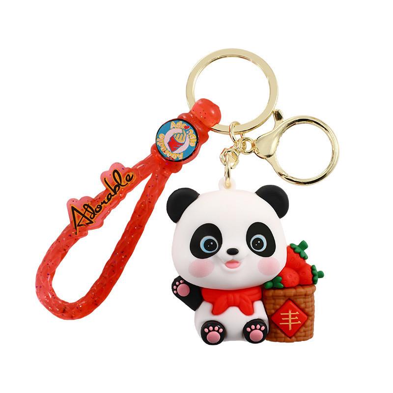 Adorable Cartoon Harvest Panda Keychain Plush Bag Charm Car Ornament Gift