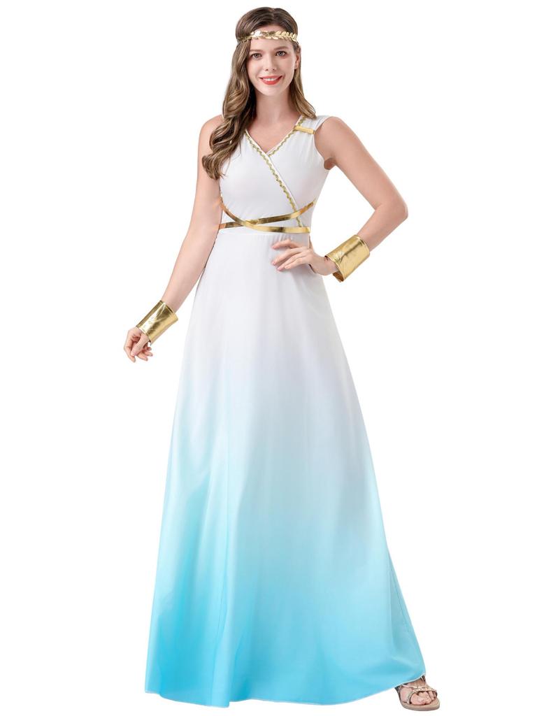 Greek Goddess Halloween Costume - Cosplay Masquerade Party Dress for Stage Performance