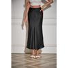 Satin High Waist Drawstring Tie Solid Color Halter Skirt