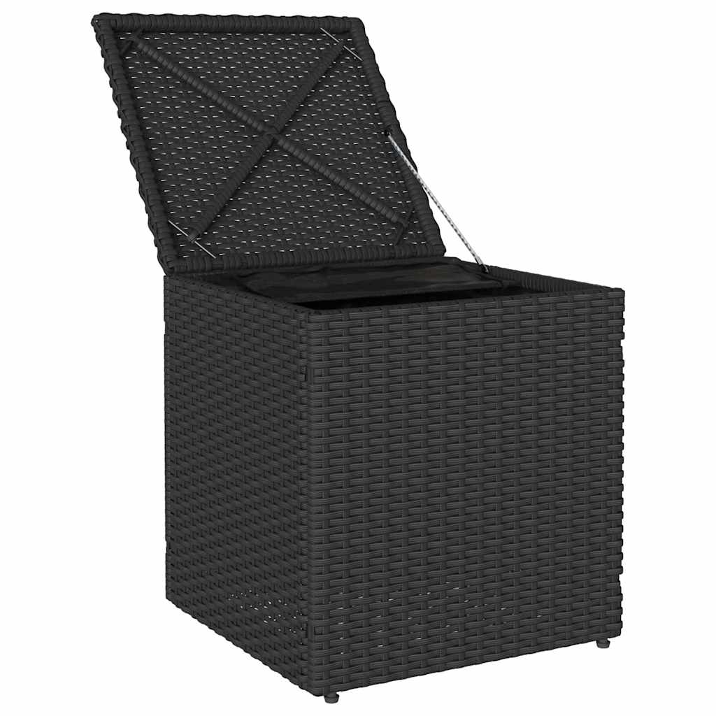 Garden Stool with Cushion 2 pcs Black 40x40x43 cm Poly Rattan