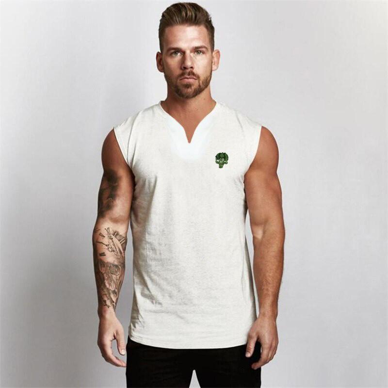 Summer Tank Top Bodybuilding Fitness Gyms Shirt Breathable V-neck Tank Top Men Gyms Jogging-clothing Stringer Training Shirt