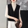 Women's Loose Wool V-Neck Sleeveless Sweater Vest for Autumn & Spring