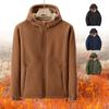 Флисовая куртка мужская осенне-зимняя хлопковая кардиганная куртка с капюшоном из утолщенного овечьего флиса и бархата