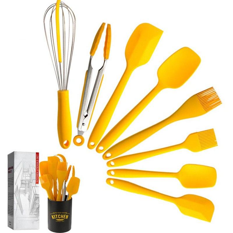 JANKNG кухонная силиконовая лопаточка, полупрозрачная для приготовления теста, скребка для крема, термостойкая посуда, набор кисточек для выпечки тортов, инструменты