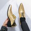 Luxury Golden Man Patent Leather Shoes Big Size 46 Height-increasing High-heel Dress Shoes Men Pointed Toe Formal Shoes for Men