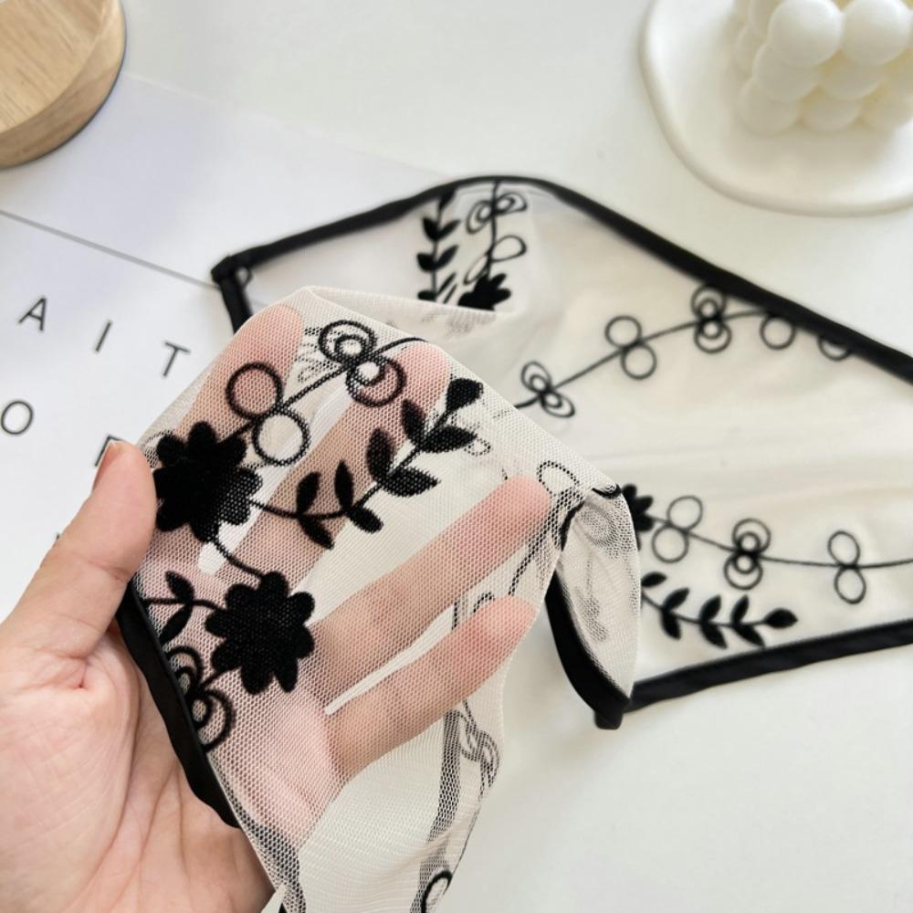 Lace Hair Scarf Embroidered Flower Triangular Scarf Fashion Hair Head Wrap Women