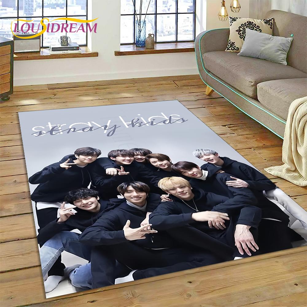 HD Korea Kpop Stray Kids 3D Singer Rug Carpet for Living Room Bedroom Home Decor,Floor Mat Non-slip Decoration for Sofa Doormat