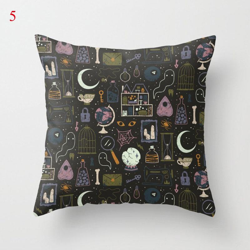 Halloween Skull Bat Pumpkin Print Cushion Cover Home Living Room Sofa Car Decoration Pillow 45 * 45Cm