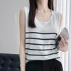 Женская майка в полоску MODERN NEW SAGA летняя футболка без рукавов вязаный топ повседневный жилет женский с круглым вырезом
