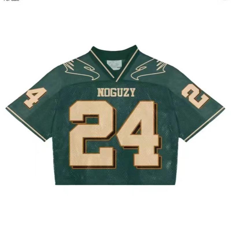 Футболка Y2K American Harajuku Hip Hop Fashion Football Jersey Streetwear Vintage Casual Breathable Splicing Free Short Sleeve