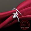 Retro Antique Crystal Dragonfly Finger Ring Real 925 Sterling Silver Thumb Rings for Women Ladies Fashion Bohemian Jewelry