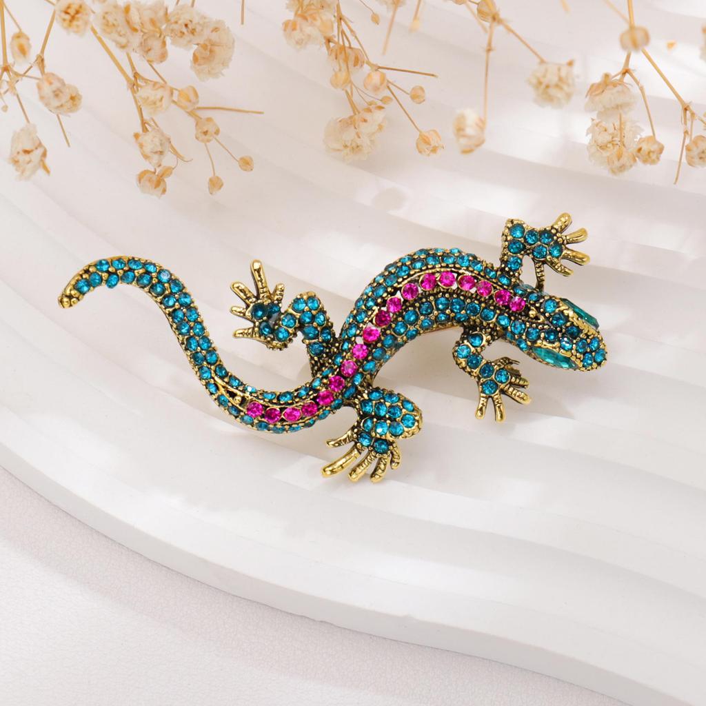 Retro Lizard & Snake Diamond Brooch