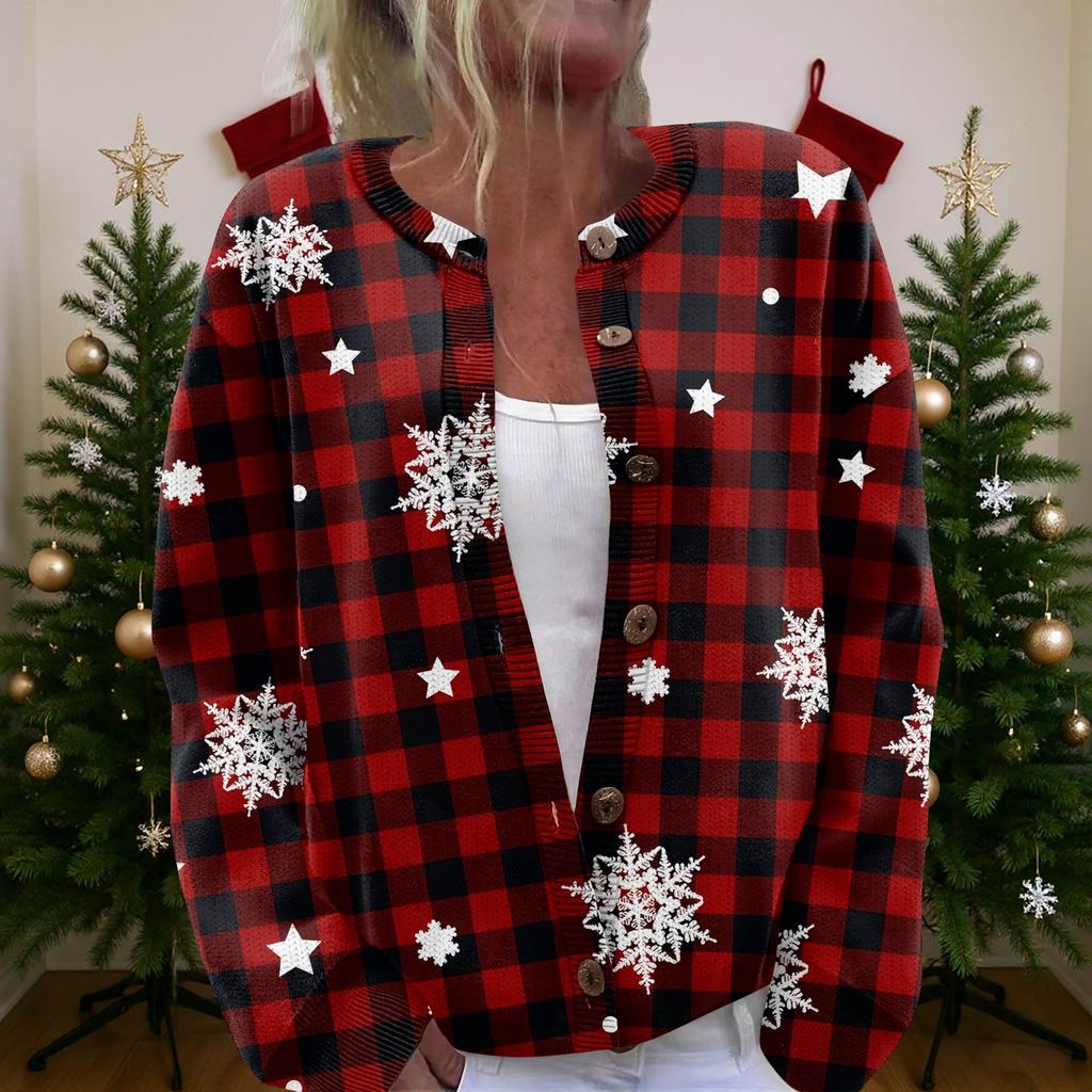 Женский рождественский свитер Милый забавный рождественский свитер Осень и зима Свитер с длинным рукавом вязаный