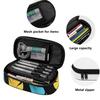 School Pencil Case Simple Design 300D Polyester Smooth Zipper with Mesh Pocket Removable Divider and Pen Slots for Boys Girls