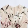 2025 Spring Women's Slimming Floral Print Silk Satin Midi Dress