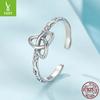 S925 Sterling Silver Vintage Celtic Knot Open Ring, Elegant Mysterious Pattern Sterling Silver Ring Jewelry