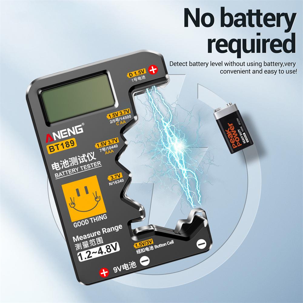 BT189 Battery Tester 9V Battery N-type Universal Digital Battery Tester Battery Level Indicator Battery Voltage Display