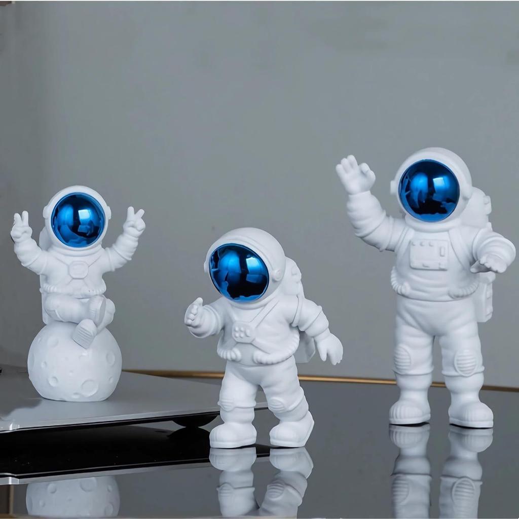 Polyvinyl Chloride 3Pcs Astronaut Action Figurine Home Decor Astronaut Statue Study Office Desk Decor Showpiece Gift Accessories