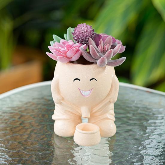 Горшок для цветов с изображением улыбающегося лица, непослушный мальчик, писающий, улыбающееся лицо, с дренажем