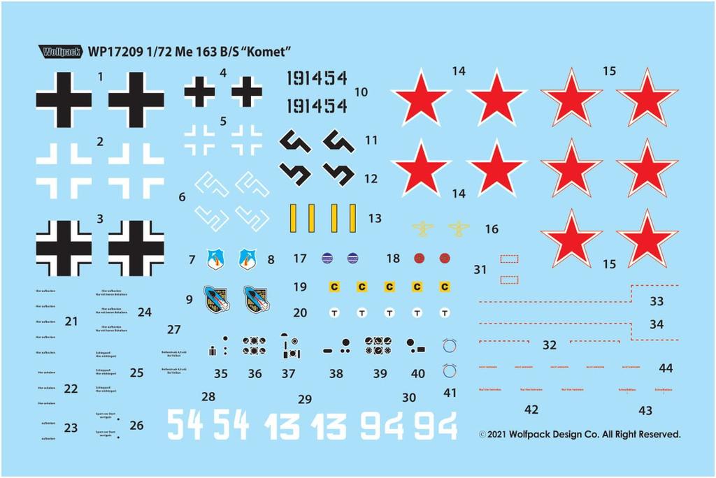 Wolfpack Design Luftwaffe Rocket Fighter Komet 2 набор пластиковая модель самолета WOLWP17209 1/72 Me163B/S