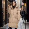 Европейская средняя и длинная утепленная одежда для женщин, новая зимняя свободная и утолщенная, с большими карманами, выше колена, утепленная хлопчатобумажная куртка