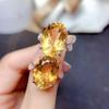 Yellow Citrine Imitation Diamond Ring - Women's Open Gem, Large Particle, Dazzling Design