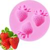 DIY Baked Circular 3-hole Small Strawberry Flip Sugar Cake Chocolate Clay Liquid Silicone Mold for Home Decoration