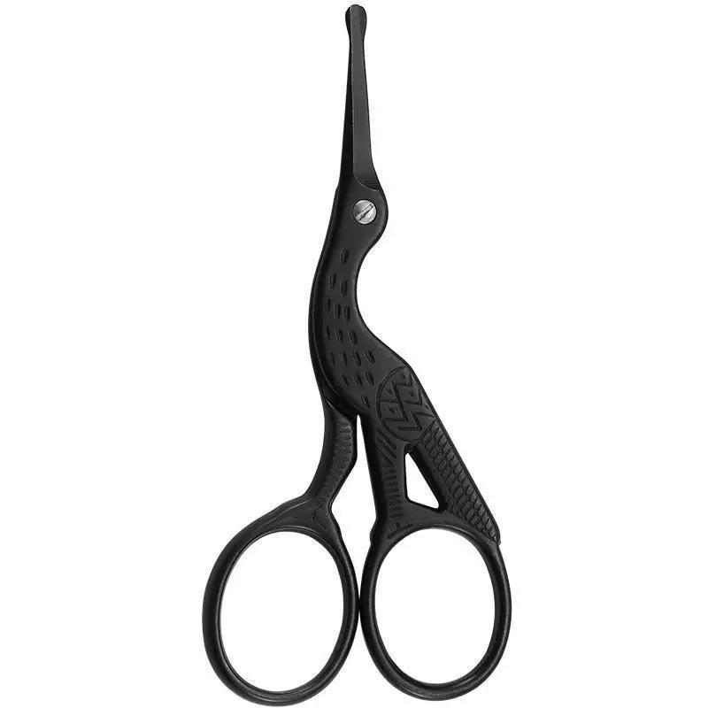 Черные круглые ножницы для волос в носу, ножницы для красоты аиста для бровей, волос в носу, бороды, ушей, ножницы для бровей из нержавеющей стали