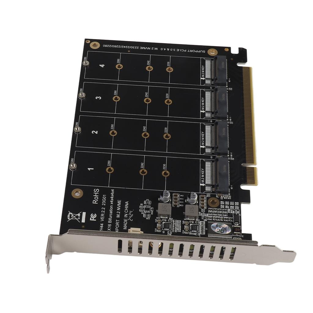Adapter Card 4 Port M.2 NVMe SSD to PCIE X16 M Key Hard Drive Converter Reader Expansion CardPH44