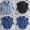 Korean Denim Shirt Fake Collar for Sweater Hoodie Half Shirt Detachable Collar Decorative Womens Neckwear Fuax Cols