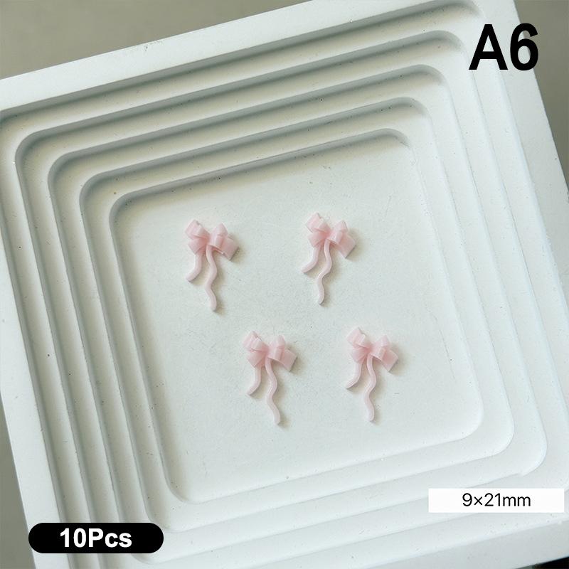 10Pcs Double Layer Bowknot Nail Charms 3D Sweet Ribbon Bows Nail Art Rhinestones Mini Resin Bow Tie Manicure Jewelry Diy Parts