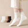 1/5 Pairs Cotton Socks Women Seamless Soft Crew Socks Medium Tube Long Loose Casual Solid Color Anti-Pilling Breathable