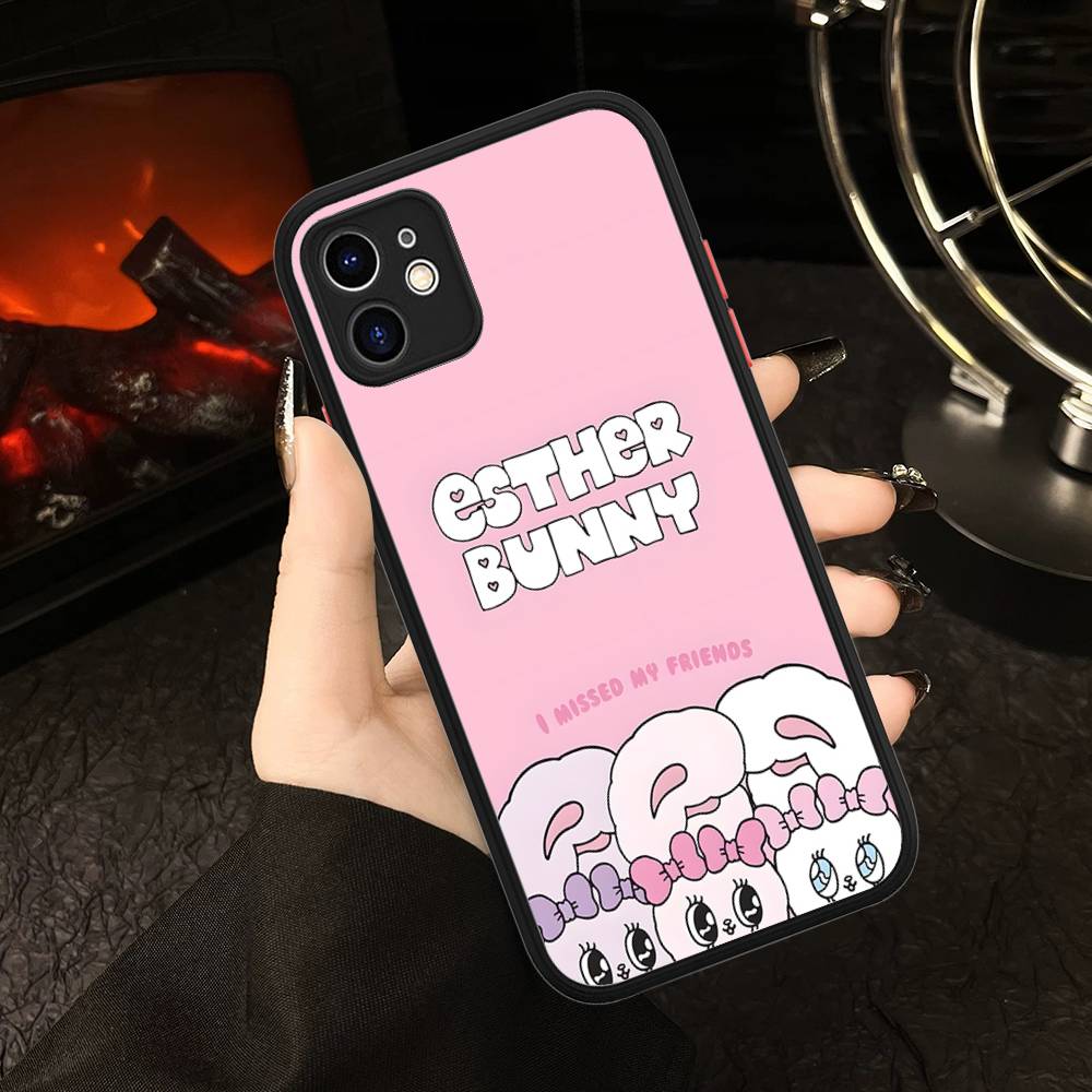Cute Cartoon Esthers Bunny For IPhone 15 16 Pro Max 11 12 13 14 XS XR X Plus 16E Matte Translucent Phone Cover