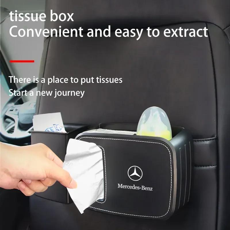 WROIR1 2025 For Benz AMG Multifunctional car seat back trash can Storage box Storage pocket For Mercedes Benz B/C/E/S Class A Class C20
