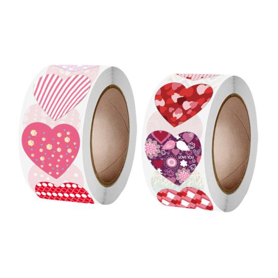 1 рулон наклейки в форме сердца праздничные красочные узоры художественная бумага наклейки на день Святого Валентина для пар