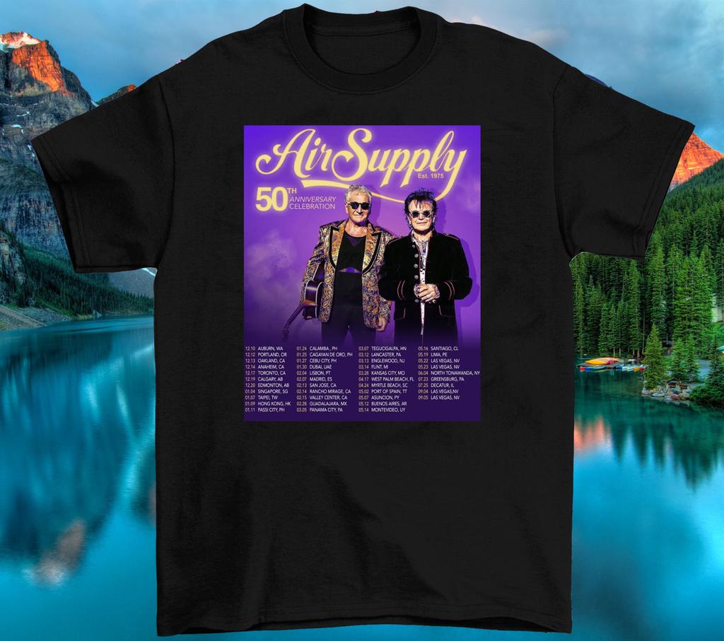 Air Supply Music 2026 Tour Dates Cotton T Shirt Black UR892